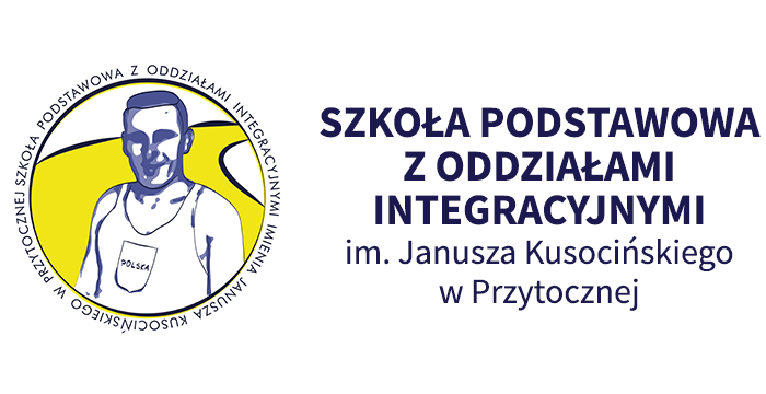 Logo Szkoły Podstawowej z Oddziałami Integracyjnymi im. Janusza Kusocińskiego w Przytocznej